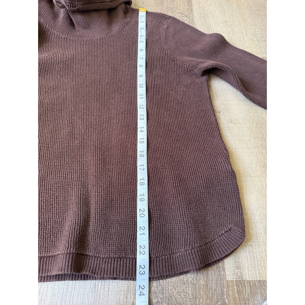 Lauren Ralph Lauren Brown Knit Cowl Neck Pullover Sweater S/M Cotton Drawstring - Picture 9 of 15